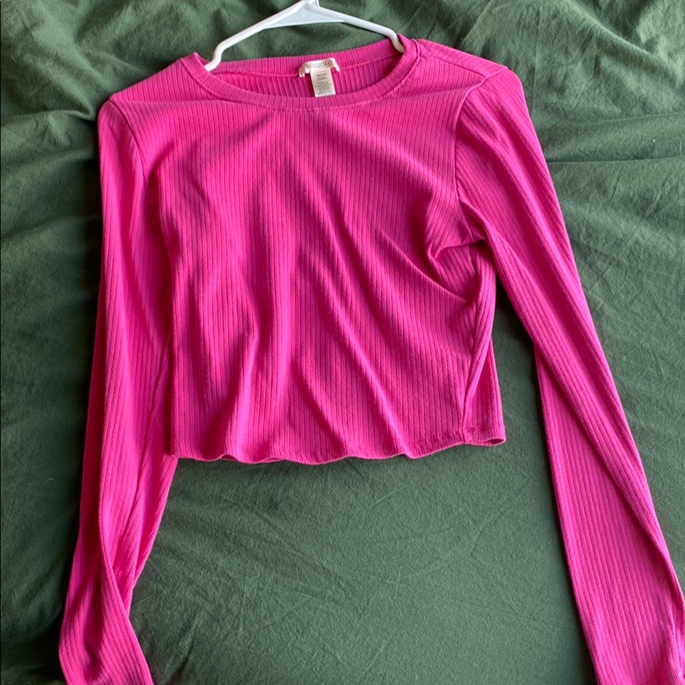 Pink Long Sleeve Ribbed Top